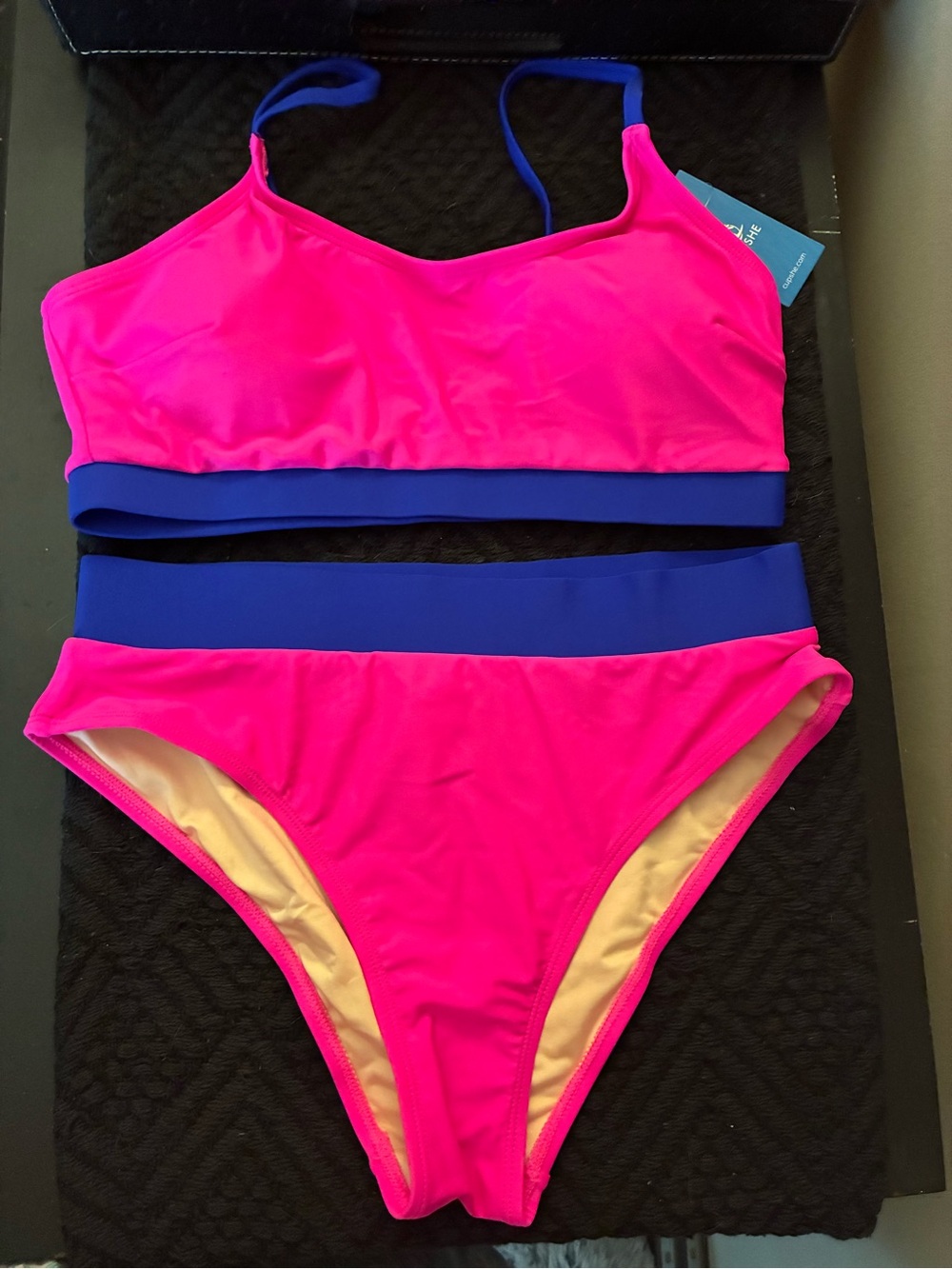 Cupshe Pink and Blue Two-Piece Bikini Set